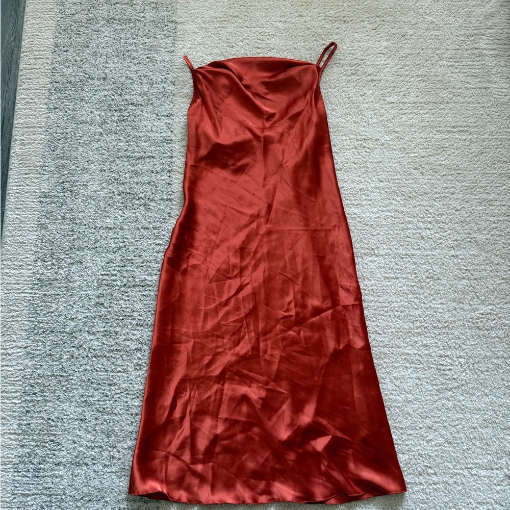 Bebe satin midi slip dress